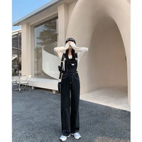 Jeans Bib Pants Women's Crotch Convenient Pants Double-headed Invisible Zipper Large Version Loose Slim Sex Pants Wide Leg Pants