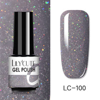 LILYCUTE 7ml Glitter Sequins Nail Gel Polish Gel Rose Gold Semi Permanent Hybrid Nail Art DIY Design Varnish