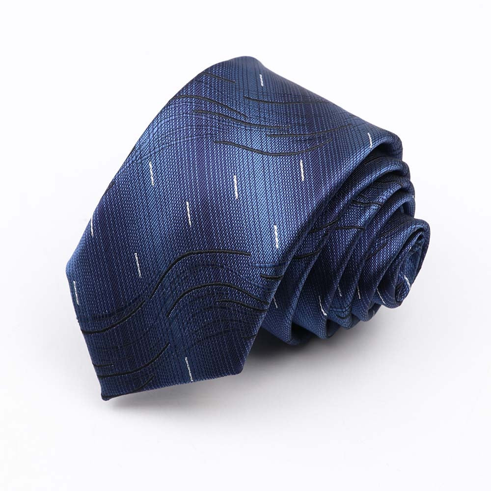 Fashion 6cm Narrow Polyester Necktie For Men Business Meeting Formal Jacquard Striped Plaid Skinny Tie Daily Wear Cravat Gift