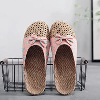 Suihyung Women Flax Slippers Breathable Linen Home Slip On Beach Shoes Floral Bow-knot Ladies Flip Flops Casual Slides Sandals