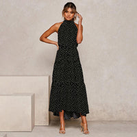 OUSLEE Summer Casual Long Dress Boho Style Halter Polka Dot Dresses Women Elegant Party Print Maxi Dresses Ladies Vestidos Mujer