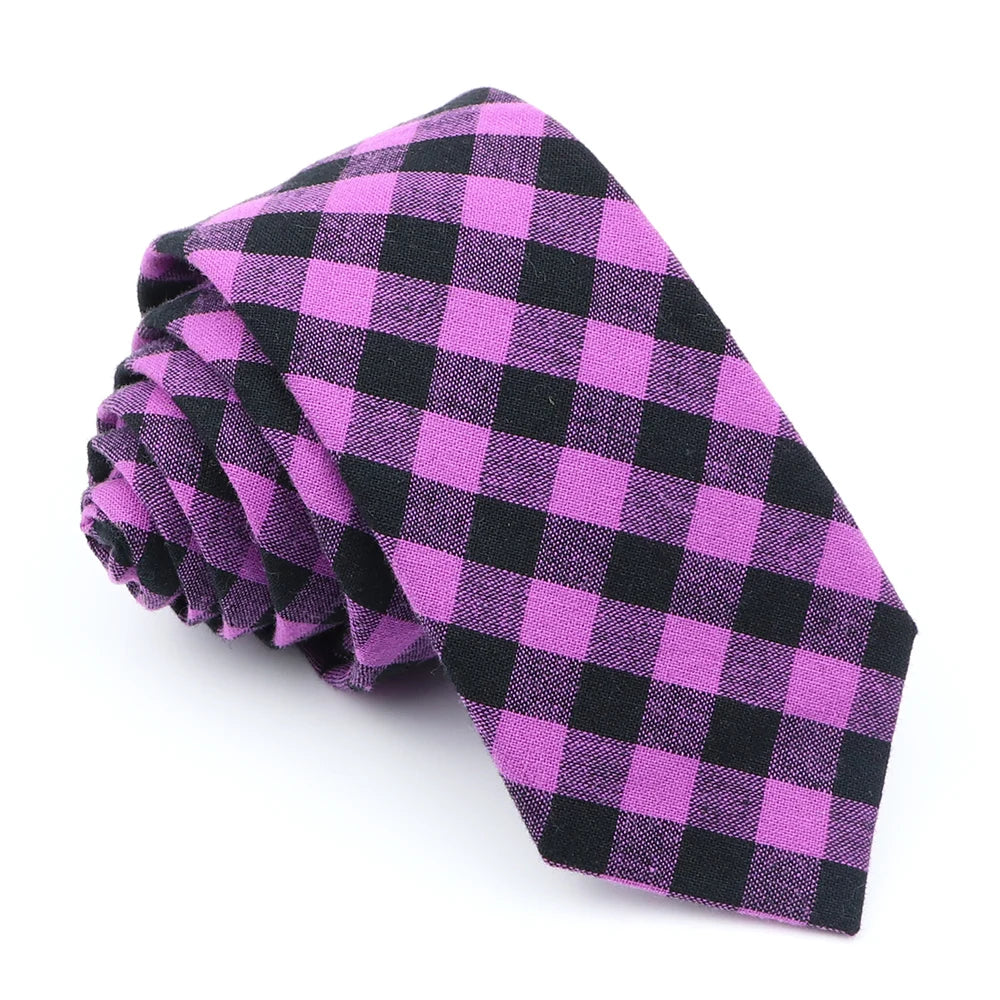 Fashion Plaid Tie For Men Women Colorful Skinny Cotton Necktie For Wedding Bussiness Casual Man's Neckties Suits Flower Cravat