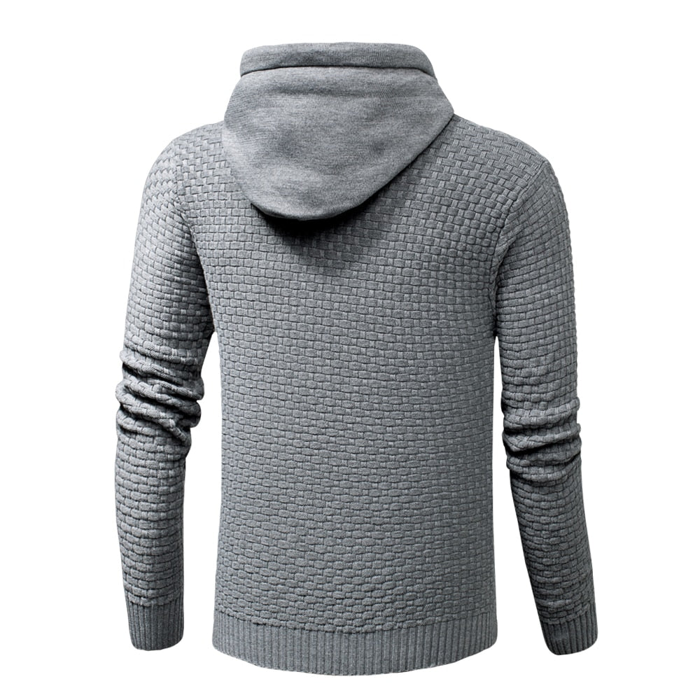 Plus Size 3XL Men Spring New Cotton Warm Knitted Sweater Pullover Men Autum 3D Pattern Casual Hooded Sweater Coat Pull Homme Men