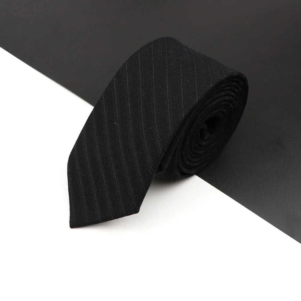 High Quality Classical Color Black Grey Skinny 100% Wool Tie Men Necktie For Business Meeting Fashion Shirt Dress Accessories