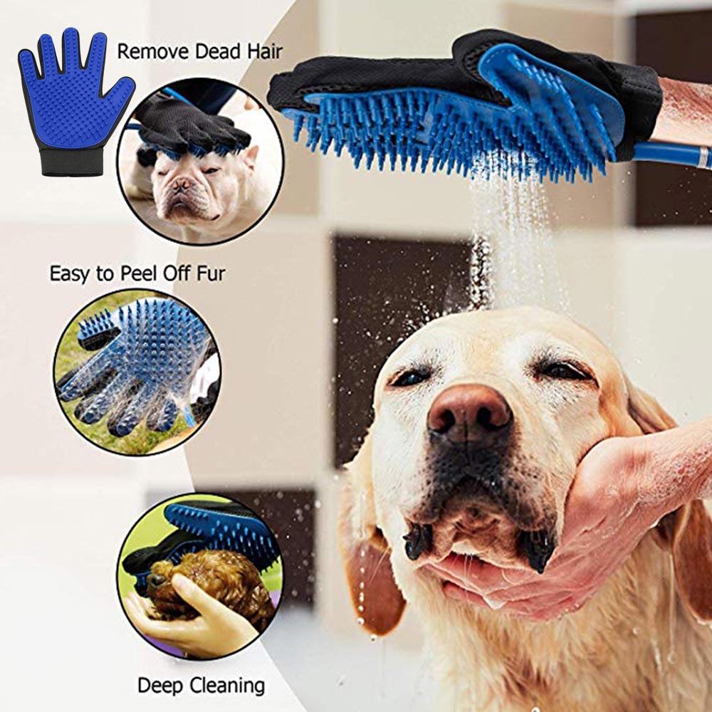 Pet grooming glove dog cat pet hair brush remover Silicone cleaning Bathing Tool Pet Shower Sprayer Brush Comb Glove Luxury