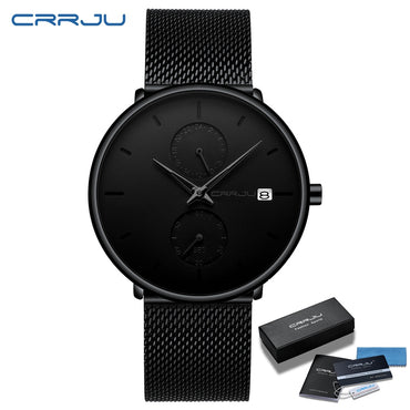 CRRJU Mens Watches Ultra-Thin Minimalist Waterproof - Fashion Wrist Watch for Men Unisex Dress with Stainless Steel Mesh Band