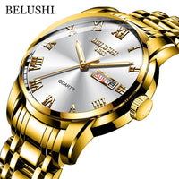 BELUSHI Men Stainless Steel Water Proof Luminous Luxury Sport Quartz Wrist Watch