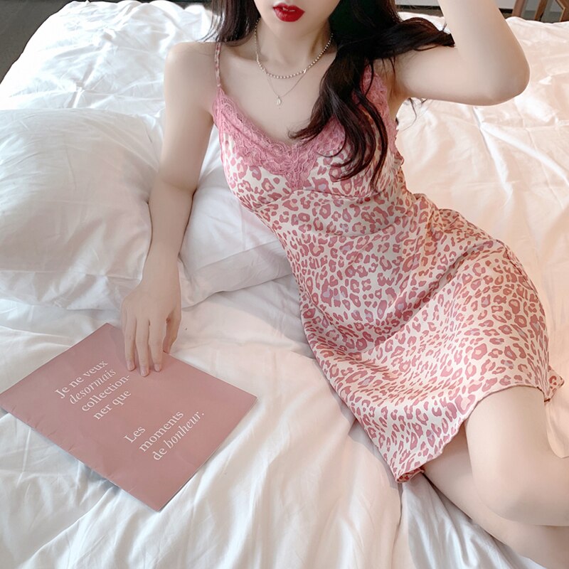 Lace Women's Nightdress Girl Sleepwear Silk Pijama Woman Dress Female Sling Nightwear Clothing 2021 Fashion Ladies Homewear