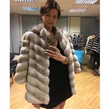 Best Selling Coat Women Fur Jacket Winter New Fashion Chinchilla Color Rex Rabbit Fur Outwear High Quality