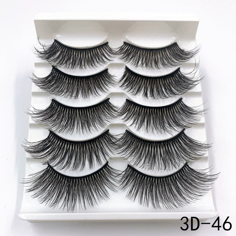 5 Pairs Faux Mink Eyelashes Fluffy Wispy Long Dramatic False Lashes Thick Volume Fake Eyelashes Natural Soft Extension Eyelash