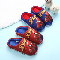 Marvel Spiderman Anime Cotton Slippers Winter Autumn Warm Plushed Fur Home Shoes for Baby Boys Children Indoor House Shoes
