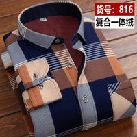 2025 winter Men's fashion smart casual striped long Sleeve Shirts,autumn men thicken Shirt Slim Fit Shirt Male full size M-4XL
