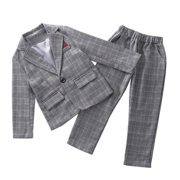 Fashion Wedding Kids Suit for Girls Formal Pant Suits for Teenagers 2PCS Blazer Set Brand Plaid Children Blazer 4 5 7 9 11 13T