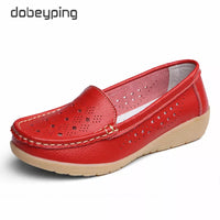 dobeyping New Genuine Leather Women Flats Cut-Outs Shoes Woman Hollow Summer Women's Loafers Moccasins Female Shoe Size 35-41