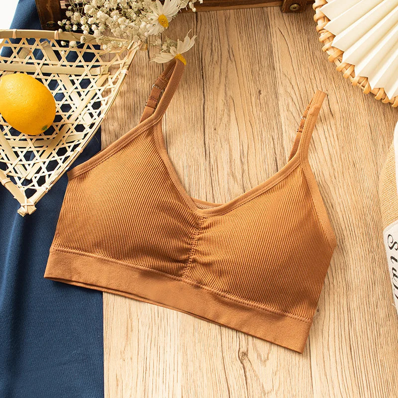 Women's Cotton Underwear Tube Tops Sexy Color Matching Bra Fashion Sports Comfort Tank Up Girl Suspender Underwear Sexy Lingerie