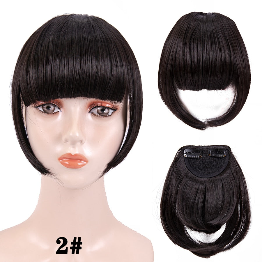 Leeons Short Synthetic Bangs Heat Resistant Hairpieces Hair Women Natural Short Fake Hair Bangs Hair Clips For Extensions Black