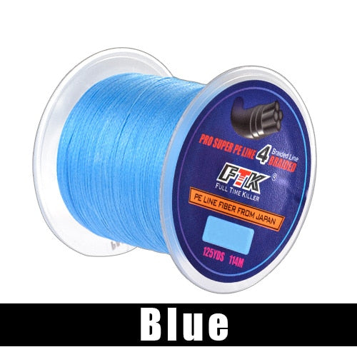 FTK 114M PE Braided Wire Fishing Line 125Yards 4 Strands 0.10mm-0.40mm 8LB-60LB Japan Incredibly Strong Multifilament Fiber Line