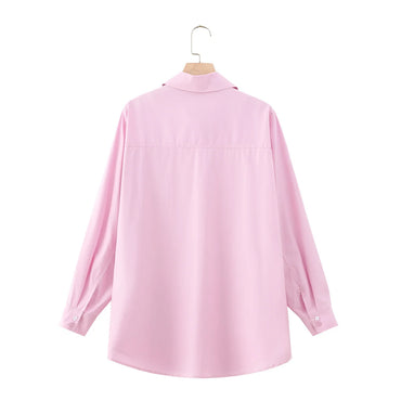 PB&ZA Women 2026 Spring New Fashion Cotton Lapel Poplin Loose Blouses Vintage Long Sleeve Female Shirts Blusas Chic Tops