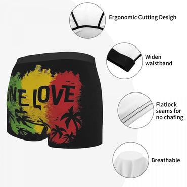 One Love Music Reggae Rasta Flag Underpants Breathbale Panties Man Underwear Comfortable Shorts Boxer Briefs