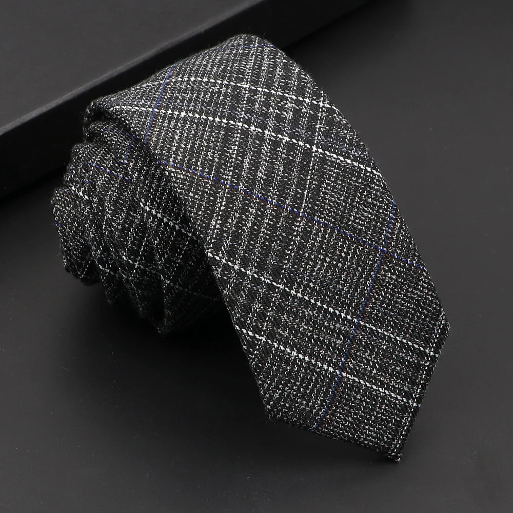Mens Classic Cotton Ties High Quality Handmade Skinny 6CM Neck Tie Plaid Solid Color Striped Narrow Business Shirt Accessories