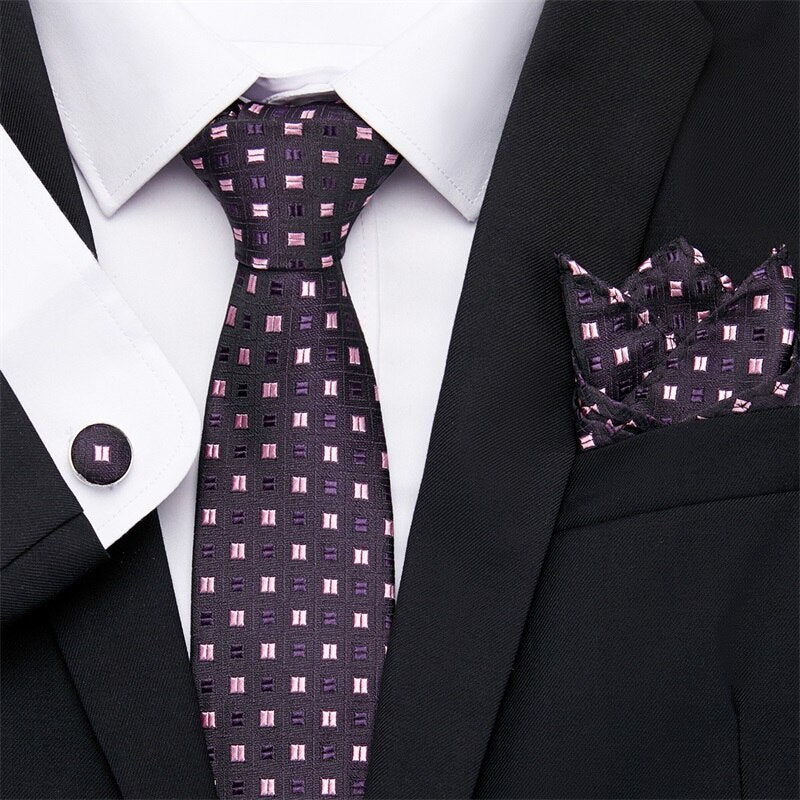 Fashion Business Silver Plaid Silk Men's Tie NeckTie 7.5cm Ties for Men Formal Luxury Wedding Quality Gravata group tie