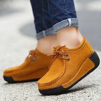 Women Platform Shoes Casual Shoes Women Pu Leather Wedges Flats Rubber Boots for Women