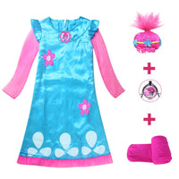 Kids Costumes Girls Dresses Trolls Poppy Costume Dress For Girls Halloween Costumes for Kids Carnaval Costume Fancy Dress