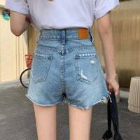 Button Tassel Skirt Ripped Jeans For Women Denim Fake Mini Shorts High Waist Sexy Casual Korea Fashion Clothes 2021 Summer New