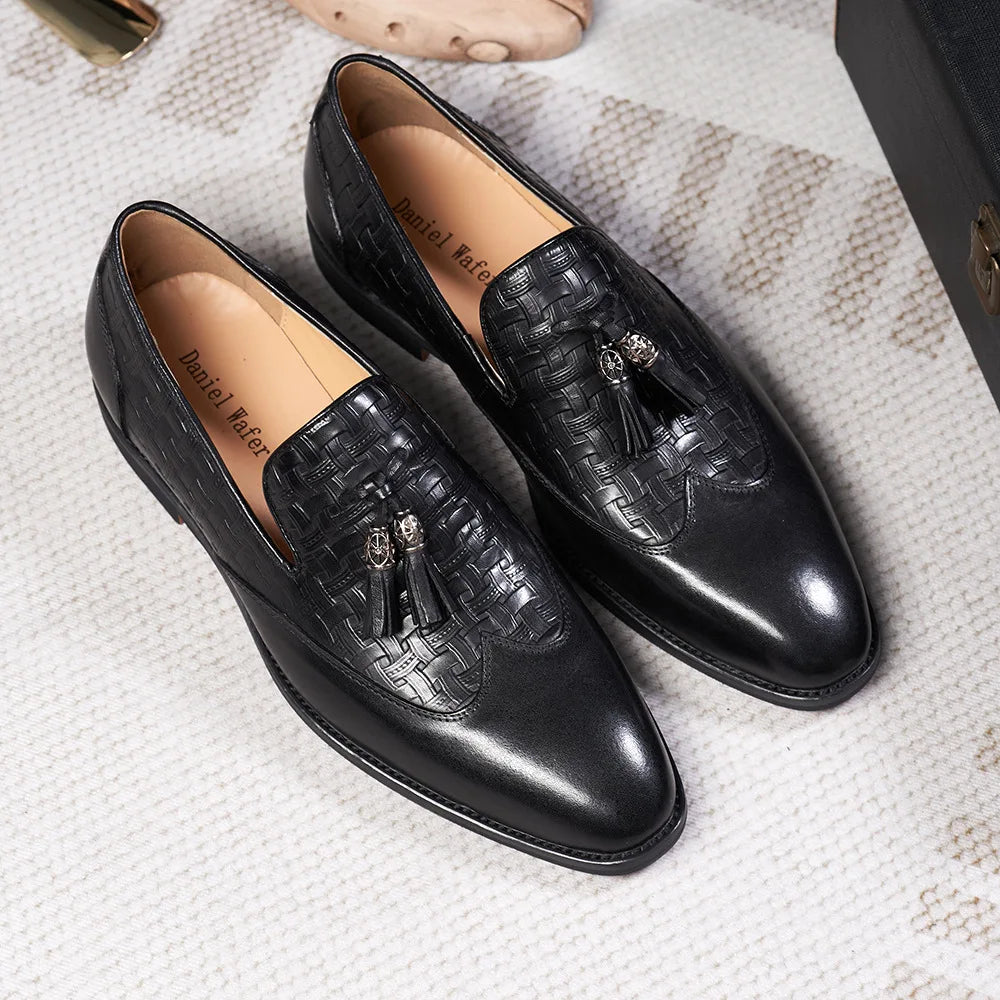 New Style Fashionable Casual Square-toe Loafers Waterproof and Height Increasing Breathable Durable Dress Shoes Business Shoes
