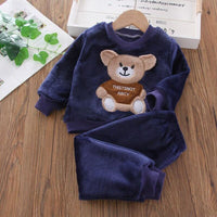 Baby Boys And Girls Clothing Set Tricken Fleece Children Hooded Outerwear Tops Pants 3PCS Outfits