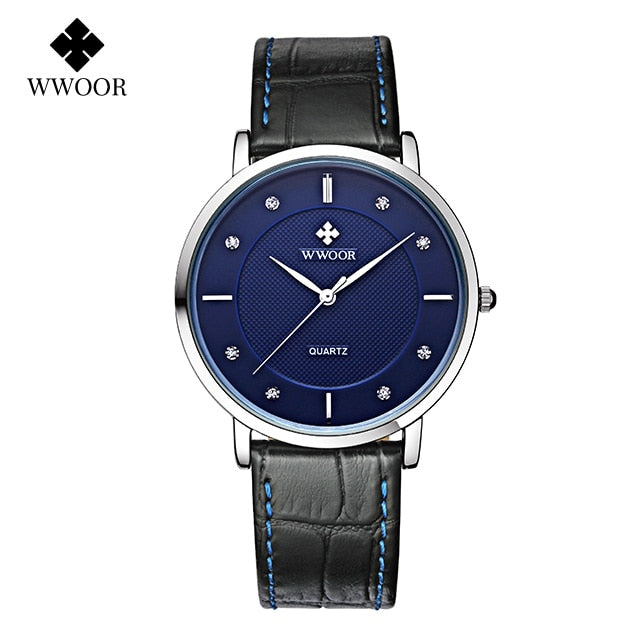 WWOOR Clearance Best Selling Men Quartz Wristwatches Luxury Brand Fashion Slim Watch Gift For Men Waterproof Brown Leather Watch