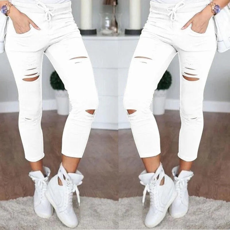 2023 New Ripped Jeans for Women Women Big Size Ripped Trousers Stretch Pencil Pants Leggings Women Jeans High Quality