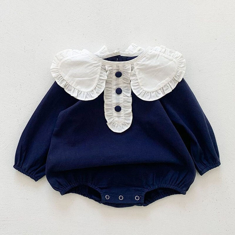 2021 New Autumn Kids Girl Long Sleeve Embroider Rompers Spring Infant Baby Girl Romper