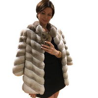 Best Selling Coat Women Fur Jacket Winter New Fashion Chinchilla Color Rex Rabbit Fur Outwear High Quality