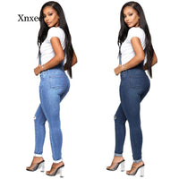 Jeans Woman Denim Women&#39;s Overalls Ripped Jeans for Women High Waist Jumpsuits Stretch Pants Female Jumper Trousers blue vintage