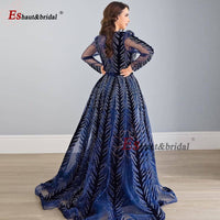 Elegant Mermaid Evening Night Dress for Women 2023 V-Neck Long Sleeves Velvet Crystal Plus Size Formal Wedding Prom Party Gowns