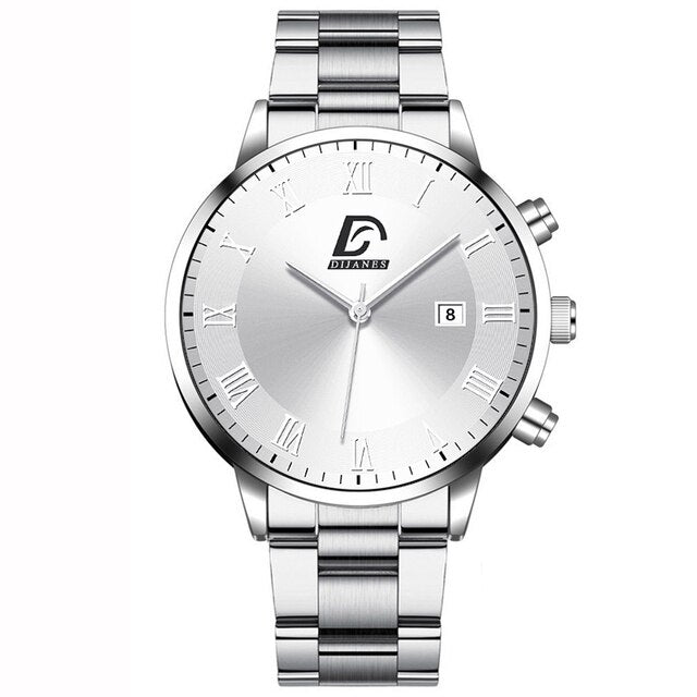 Fashion Men's Watch Luxury Stainless Steel Calendar Quartz Wrist Watch Men Business Bracelet Brand Clock relogio masculino