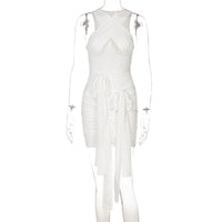 Sexy Solid Color Corset Bandage Dress Cross Halter Bodycon Mini Dresses Evening Party Birthday Club Outfits for Women