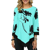 New Spring Oversized Women T Shirt Casual Irregular O-Neck Lace Splice Floral Printing Tee Shirt Women's Tops Pullovers Clothing