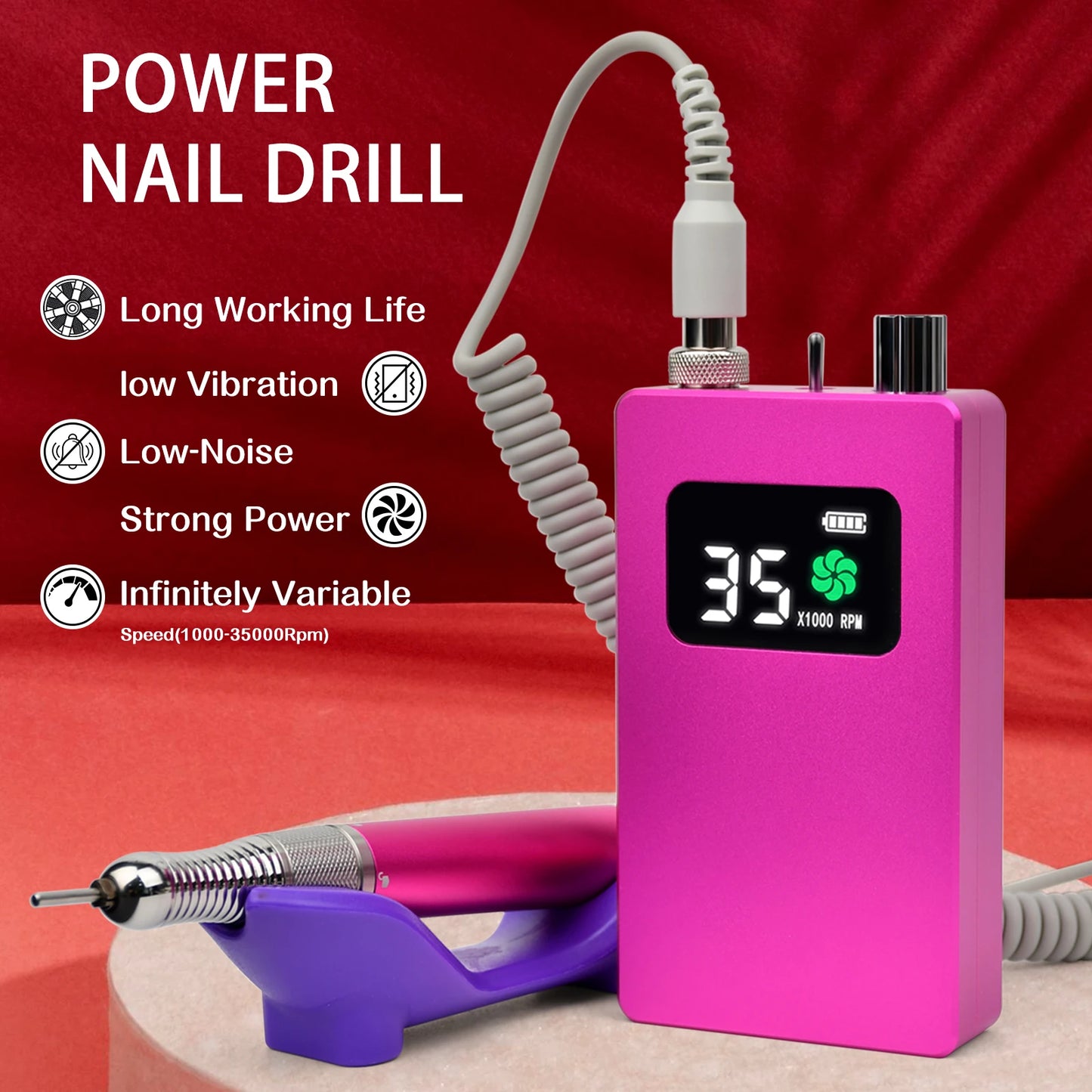 US Free Shipping 1Pcs/Box Low Noise and High Battery Life Drill Nail Machine
