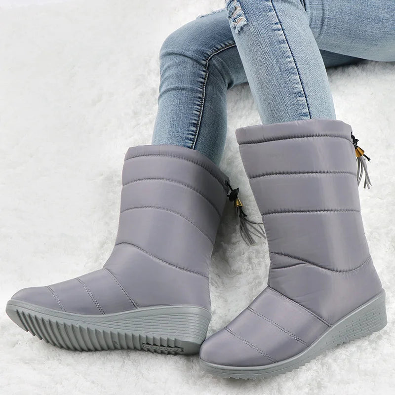 Women Boots Waterproof Winter Snow Ankle  Boots Fur Plush Down Warm Shoes Tassel Black Women Booties Fashion Botas Mujer Inviern