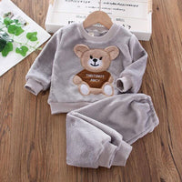 Baby Boys And Girls Clothing Set Tricken Fleece Children Hooded Outerwear Tops Pants 3PCS Outfits