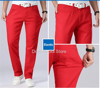 White Jeans Men Plus Size 36 38 40 Loose Oversized Red Trousers Stretched Denim Mens Casual Slim Fit Straight Elastic Man Pant