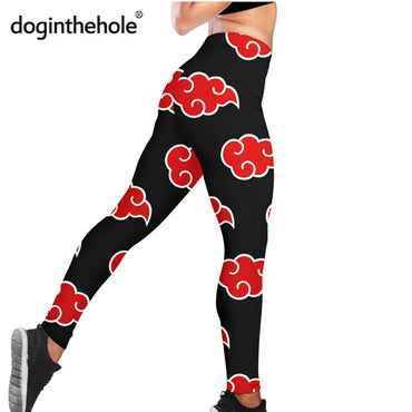 Doginthehole Anime Akatsuki Design Female Slim Leggings Fitness Seamless Gym Sport Pants Comfortable Stretch Yoga Clothing