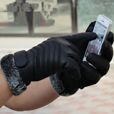 New Autumn Winter Velvet Gloves Men Touch Screen Mittens Glove Male Thickening Hiking riding Outdoor Non-slip Leather Gloves