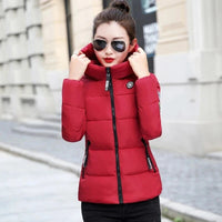 Slim Winter Women Hooded Down Jacket Casual Long Sleeve Zippers Short Outerwear Female Korean Warm Down Coat Tops Parkas Outwear