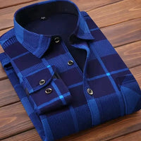 2025 winter Men's fashion smart casual striped long Sleeve Shirts,autumn men thicken Shirt Slim Fit Shirt Male full size M-4XL