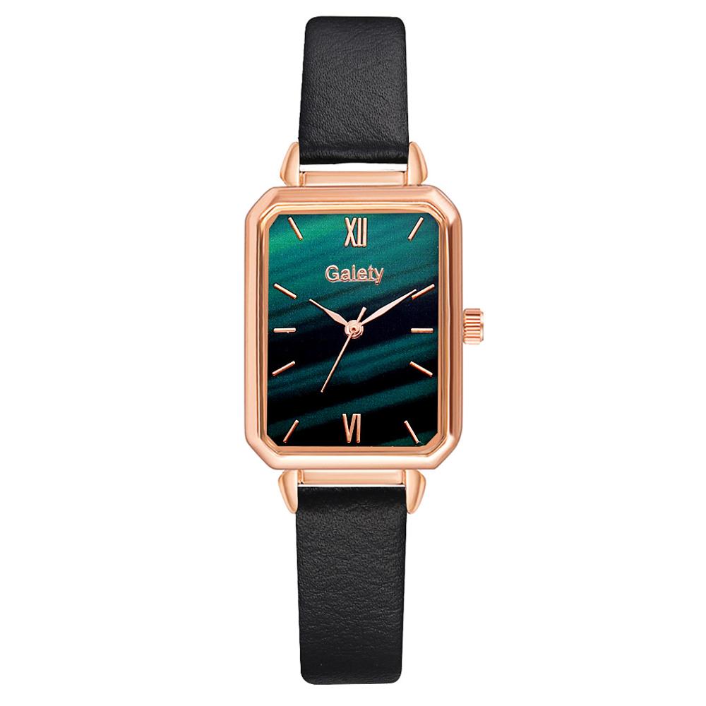 Gaiety Brand Women Watches Fashion Square Ladies Quartz Watch Bracelet Set Green Dial Simple Rose Gold Mesh Luxury Women Watches