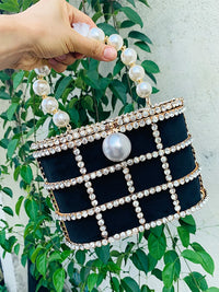 High Quality Openwork Basket Design Luxury Party Clutch Diamonds Pearls Women&#39;s Handbags Evening Bag Fashion Purses Designer Bag