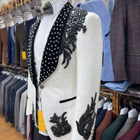 Custom Luxury Designer Tuxedo Men Suits 3 Piece White and Black Style Suits Wedding Party Elegant Formal Slim Fit Suit